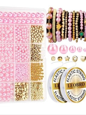 Pink and Gold Bracelet Making Kit